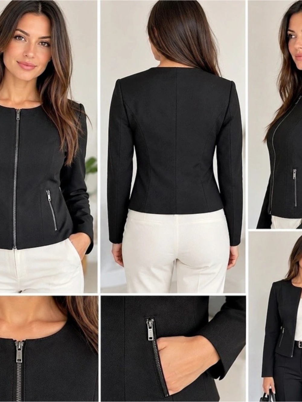 Calvin Klein Invisible Fit Solutions Zip Front Blazer Jacket Black Size 10